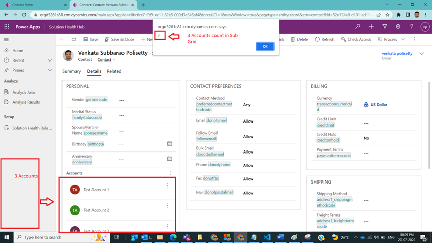 Get SubGird Record Count with Webresource in Dynamics CRM